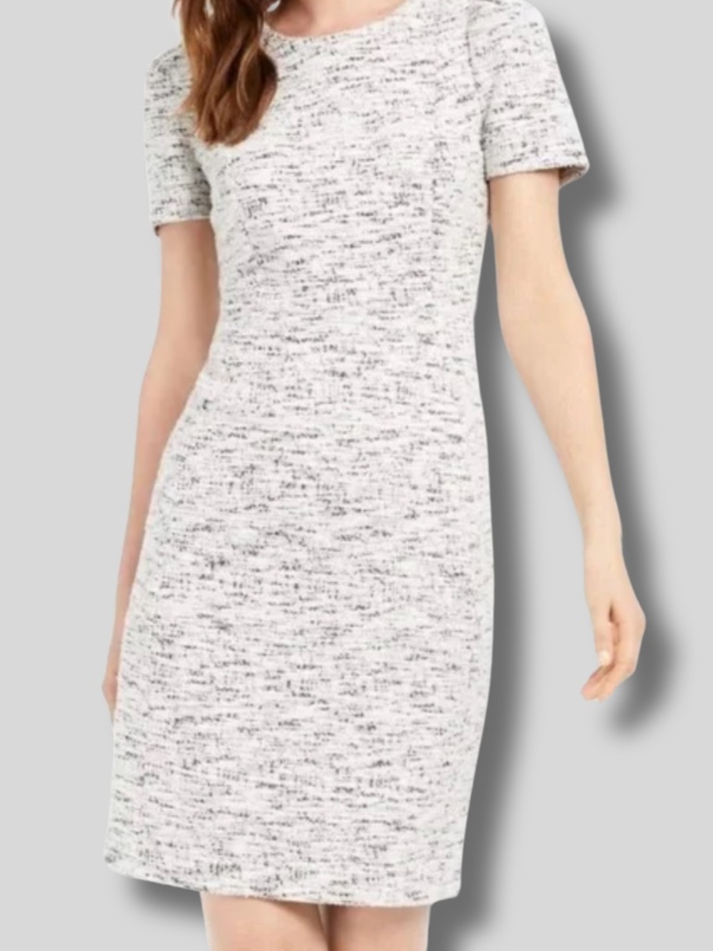 Calvin Klein Short Sleeve Crew Neck Tweed Sheath Dress